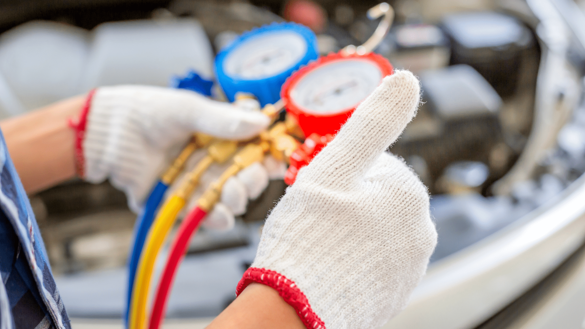Worker conducting HVAC maintenance check